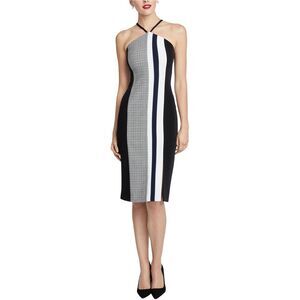 Rachel Roy Womens Colorblocked Sleeveless Strapless Midi Dress, Black, 10, DM